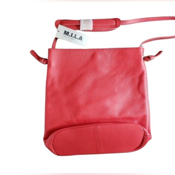 NWT M.I.L.A. Made in Los Angeles Red Leather Purse Crossbody Bag - Picture 2 of 9